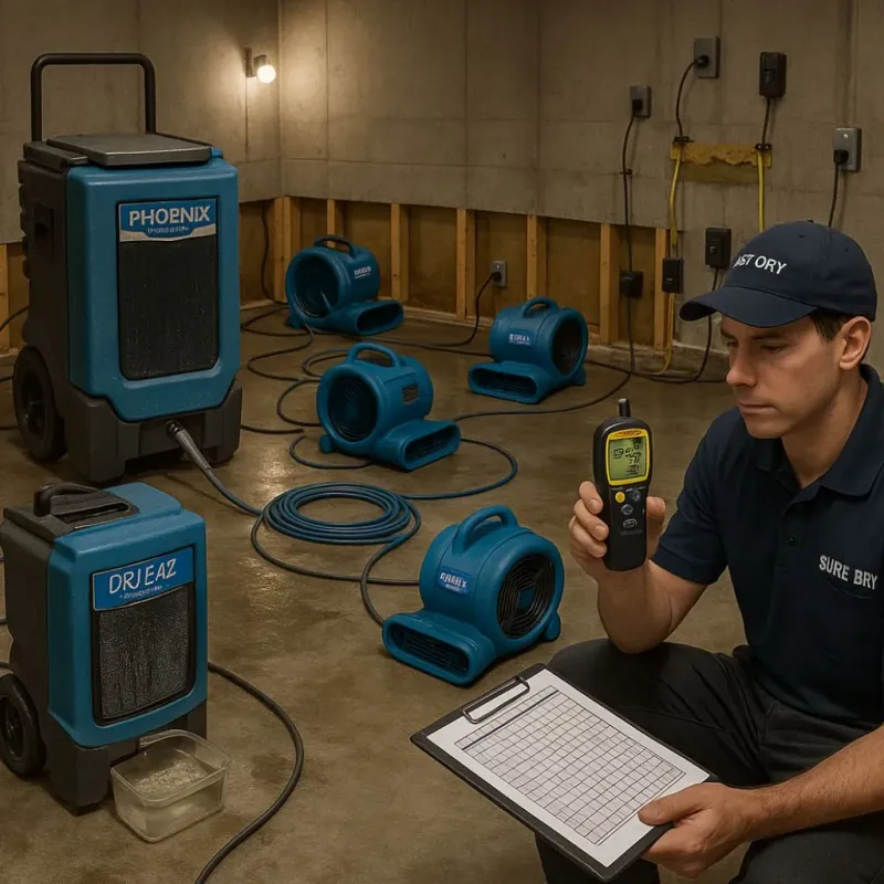 Structural Drying and Dehumidification process in Boscobel, WI